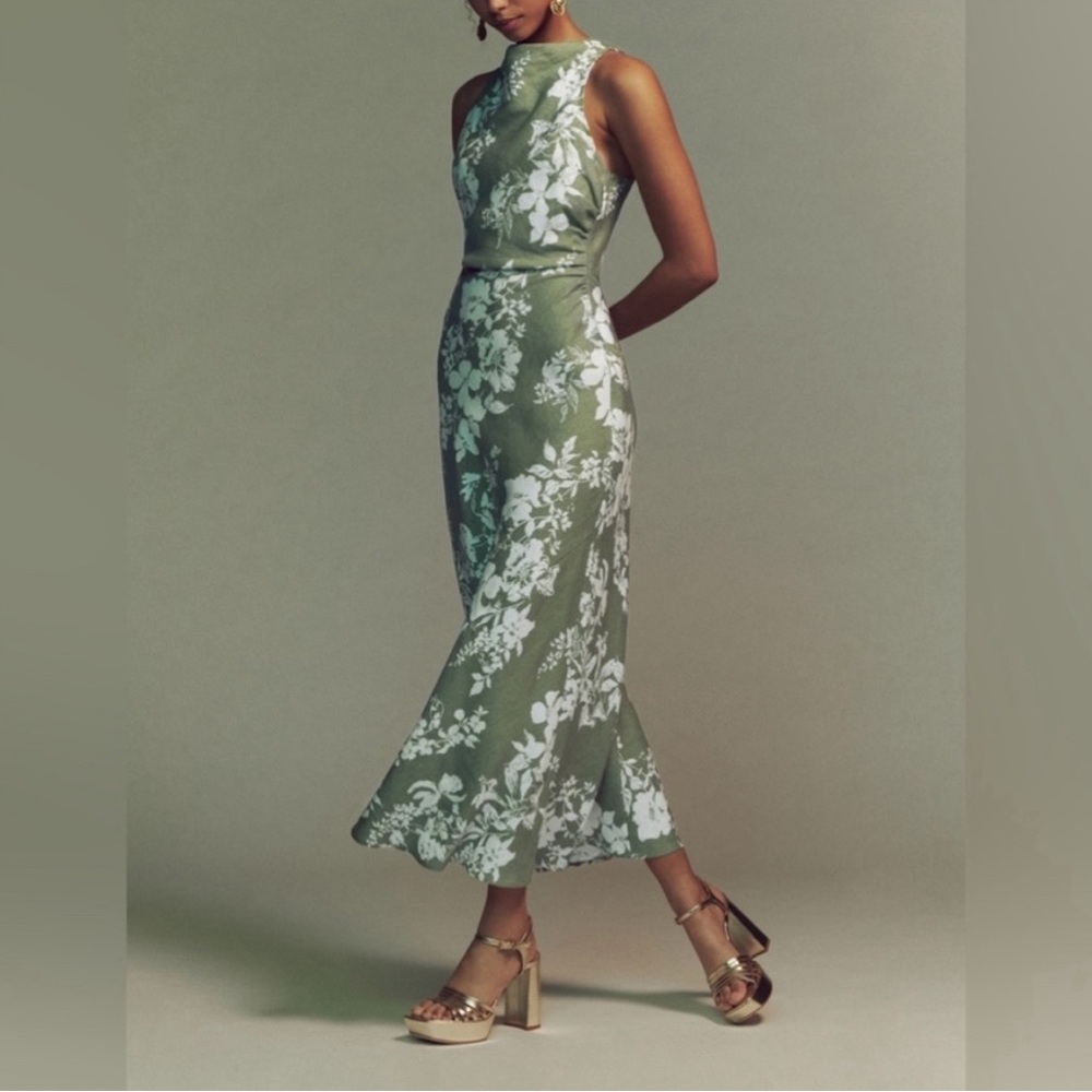 Reformation Casette Linen Willow Open Back Dress 4